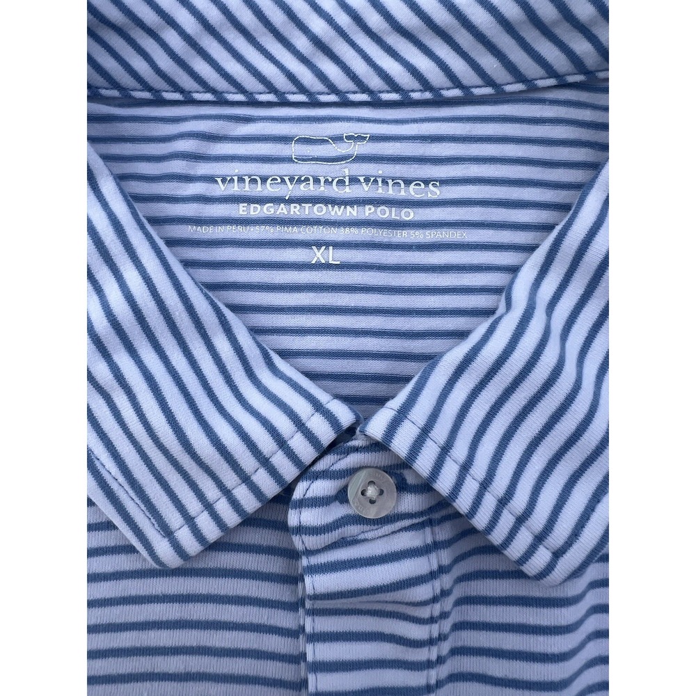 Vineyard Vines Shirt Adult MensXL Blue Striped Short Sleeve Edgartown Polo Golf - Picture 3 of 5